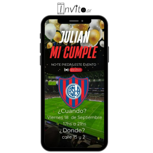 Pronto invitación digital cumpleaños San Lorenzo modelo c17