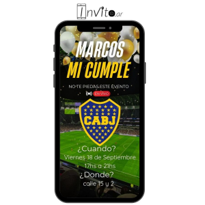 Pronto invitación digital cumpleaños Boca Junior modelo c18