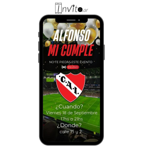 Pronto invitación digital cumpleaños Independiente modelo c20